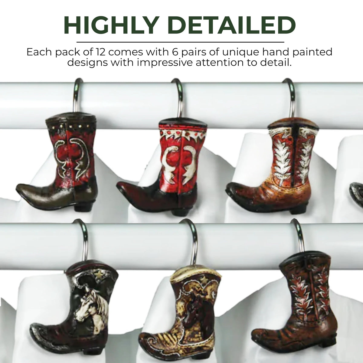 Cowboy Boot Shower Curtain Hooks X8603