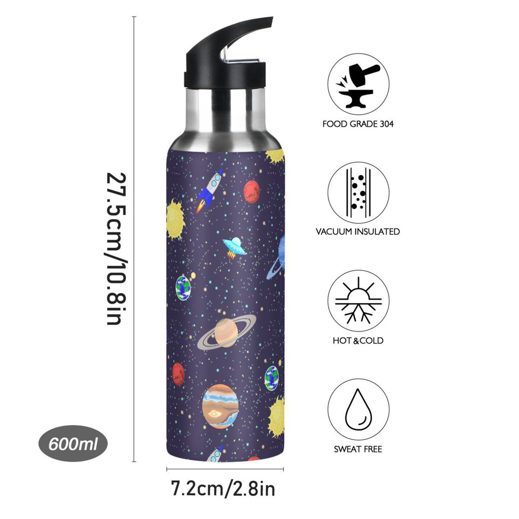 20 OZ Stainless Steel Water Bottle with Straw Lid T12256