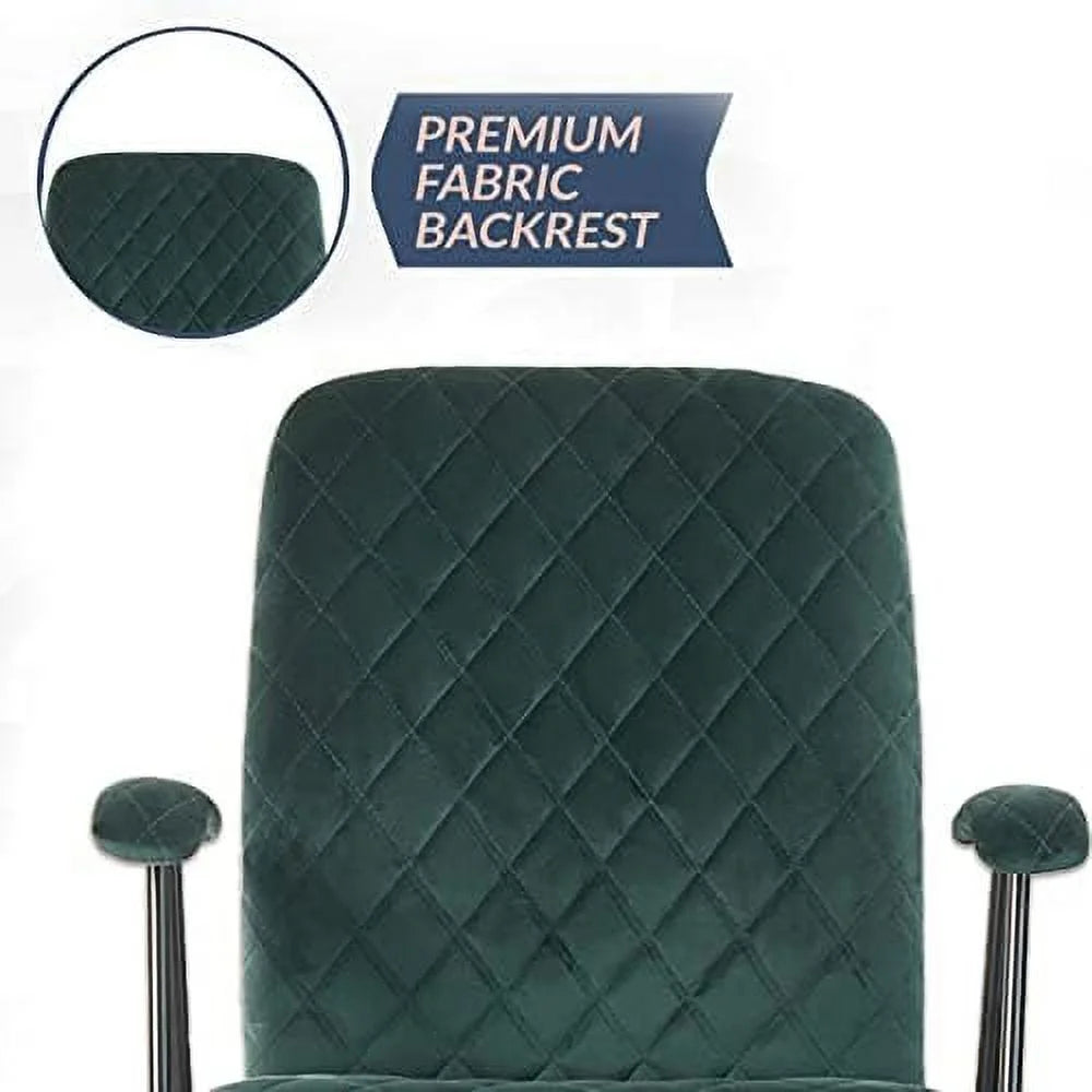 Green Velvet Upholstered Office Desk Chair with Armrest and Wheels N990