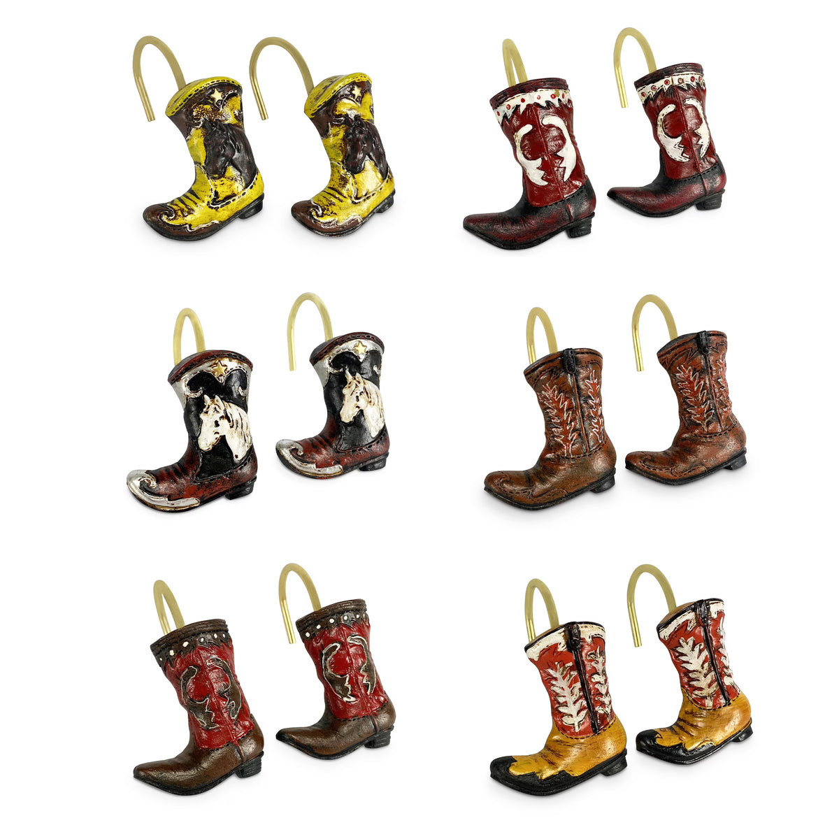 Cowboy Boot Shower Curtain Hooks X8603