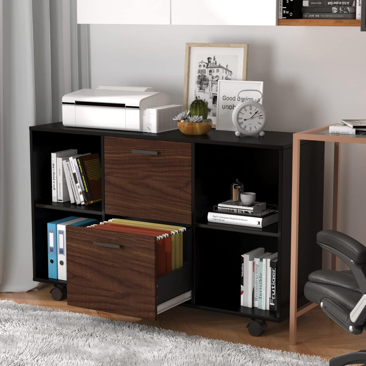 Black 2 Drawer Mobile Filing Cabinet with Storage R2577