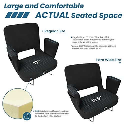 Black Extra Wide Stadium Seat with Back Support J732