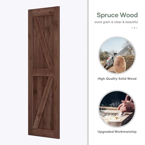 36x84 inch Sliding Barn Wood Door Slab with Hardware Kit and Handle, Coffee D5432