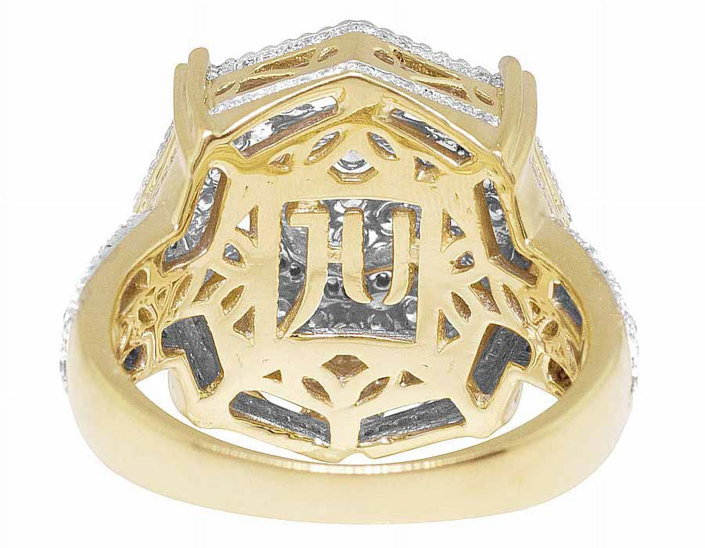 Mens 10K Yellow Gold Genuine Diamond 3D Octagon Wedding Pinky Ring 1.4 CT 19MM J558074