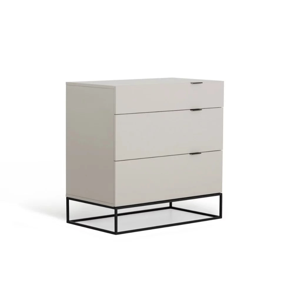 White and Black Wood and Metal 3 Drawer Dresser A6798