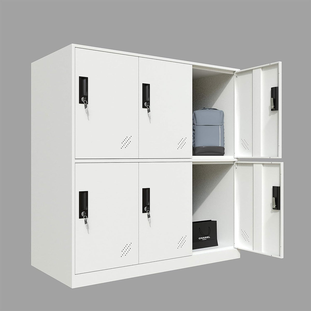 White Metal Storage Cabinet with 9 Doors M34426