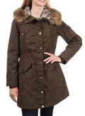 Women's Faux Fur Hooded Parka Jacket - Dark Olive (large) E43868
