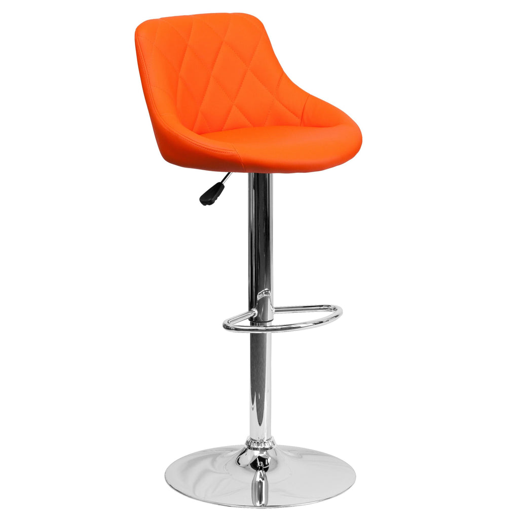 Green Adjustable Height Vinyl Barstool with Chrome Base H508