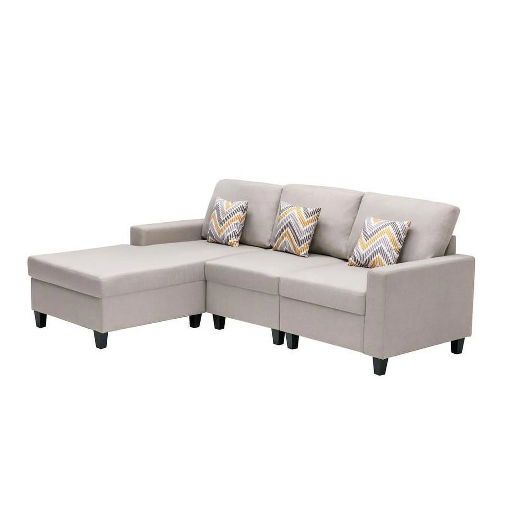 Beige Fabric Reversible Sectional Sofa Chaise D785328
