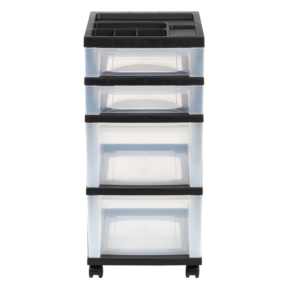 Black 4 Drawer Medium Plastic Storage Cart S29480