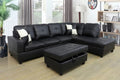 Red Leather Sleeper Sectional Sofa with Storage Ottoman W61994