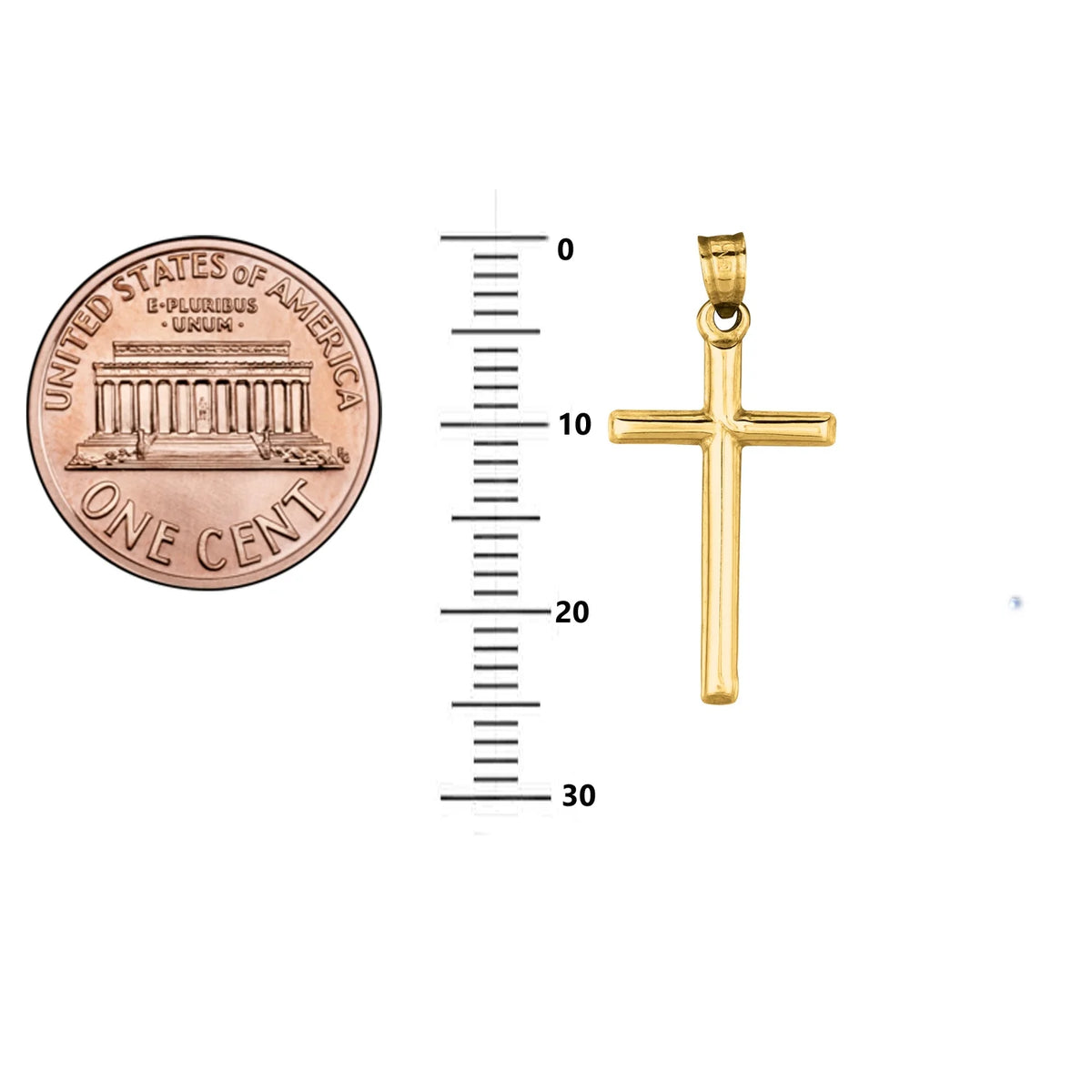 14K Yellow Gold Tubular Cross Pendant Necklace (18 inches) A249