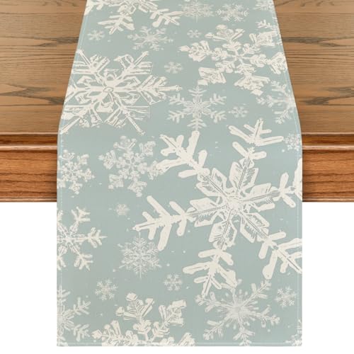 Navy Blue Snowflakes Christmas Table Runner 13x72 Inch F313