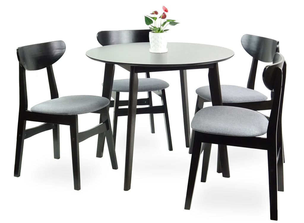 Set of 5 Solid Wood Dining Table and 4 Side Chairs with Padded Seat, Espresso Y26141