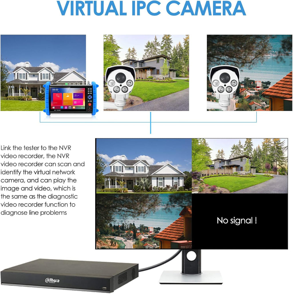 7-inch IPS Touch Screen CCTV Camera Tester with HD-TVI HD-CVI AHD SDI IP Camera Support POE WiFi 4K H.265 HDMI I102771