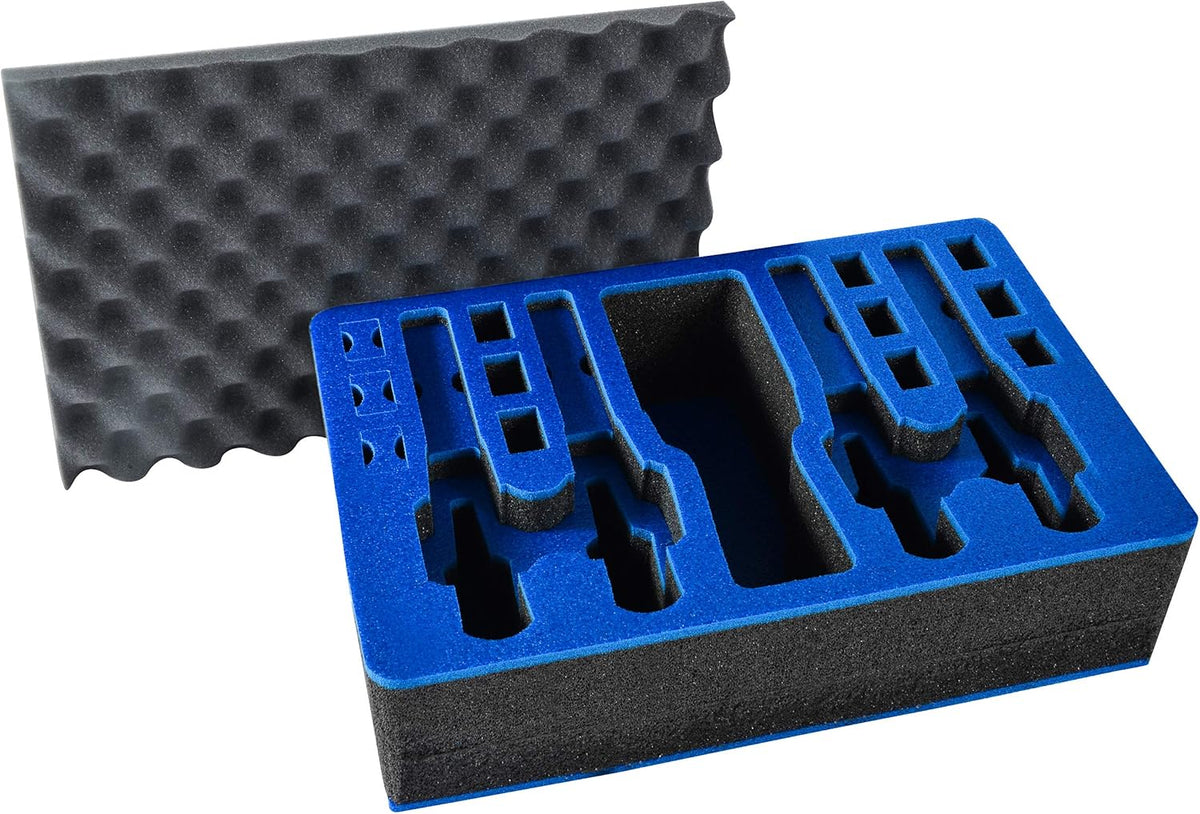 Pistol & Magazine Storage Foam Insert for Pelican P-1500 Case, 2 Piece Set Pre-Cut Polyethylene Foam Base Insert and Lid Liner K830