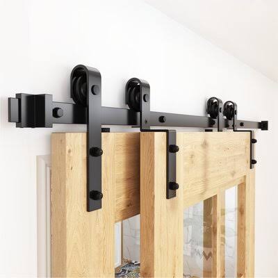5ft Single Track Bypass Barn Door Hardware Double Doors Kit T720