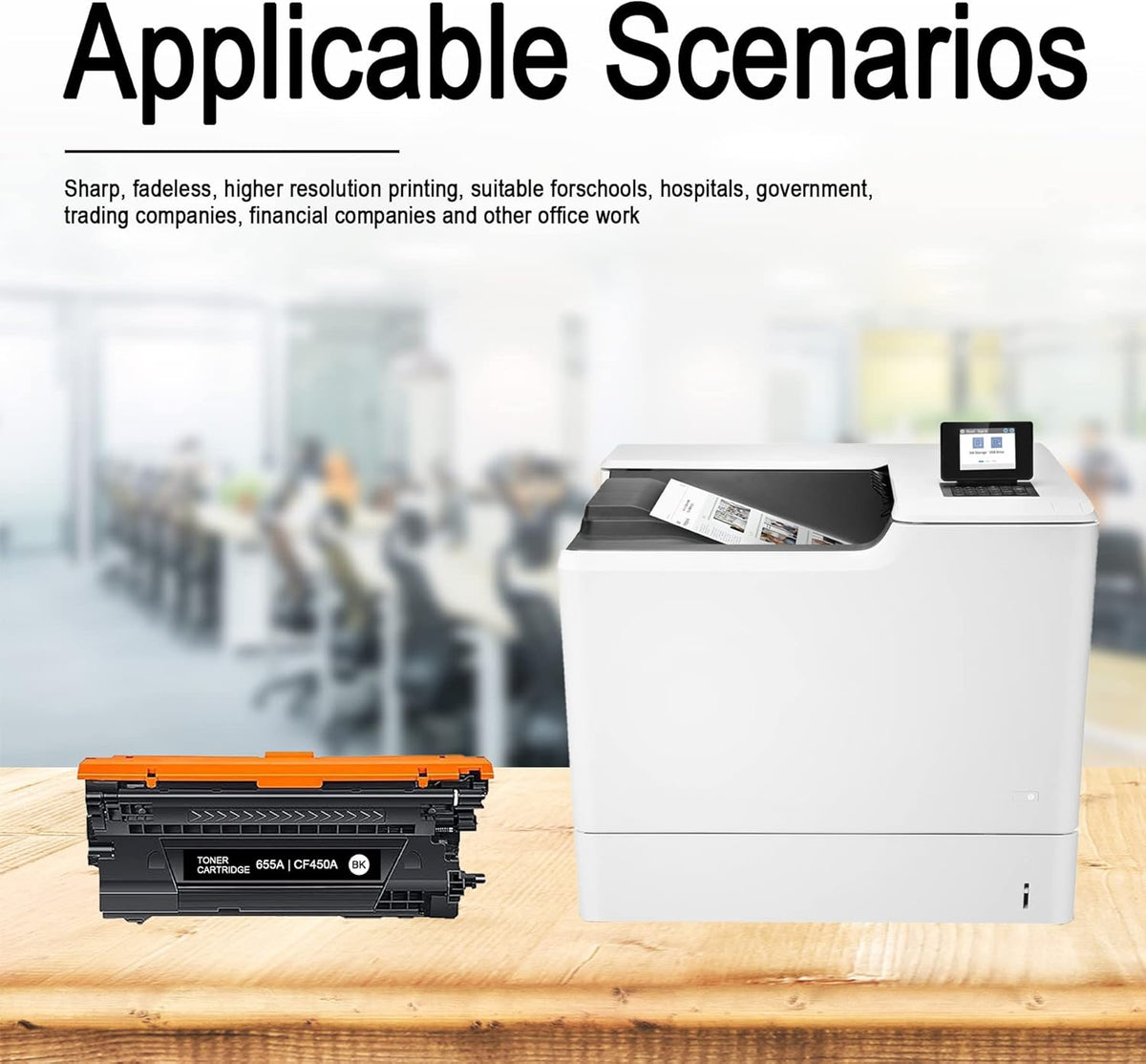 1 Pack 655A CF450A Toner Cartridge for HP M652n M653dn M681dh M682z Printer N304430