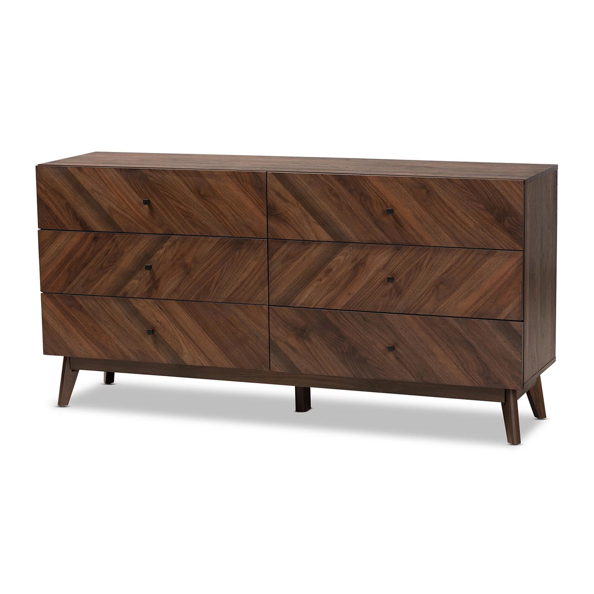 Walnut Brown Wood 6-Drawer Dresser J2394