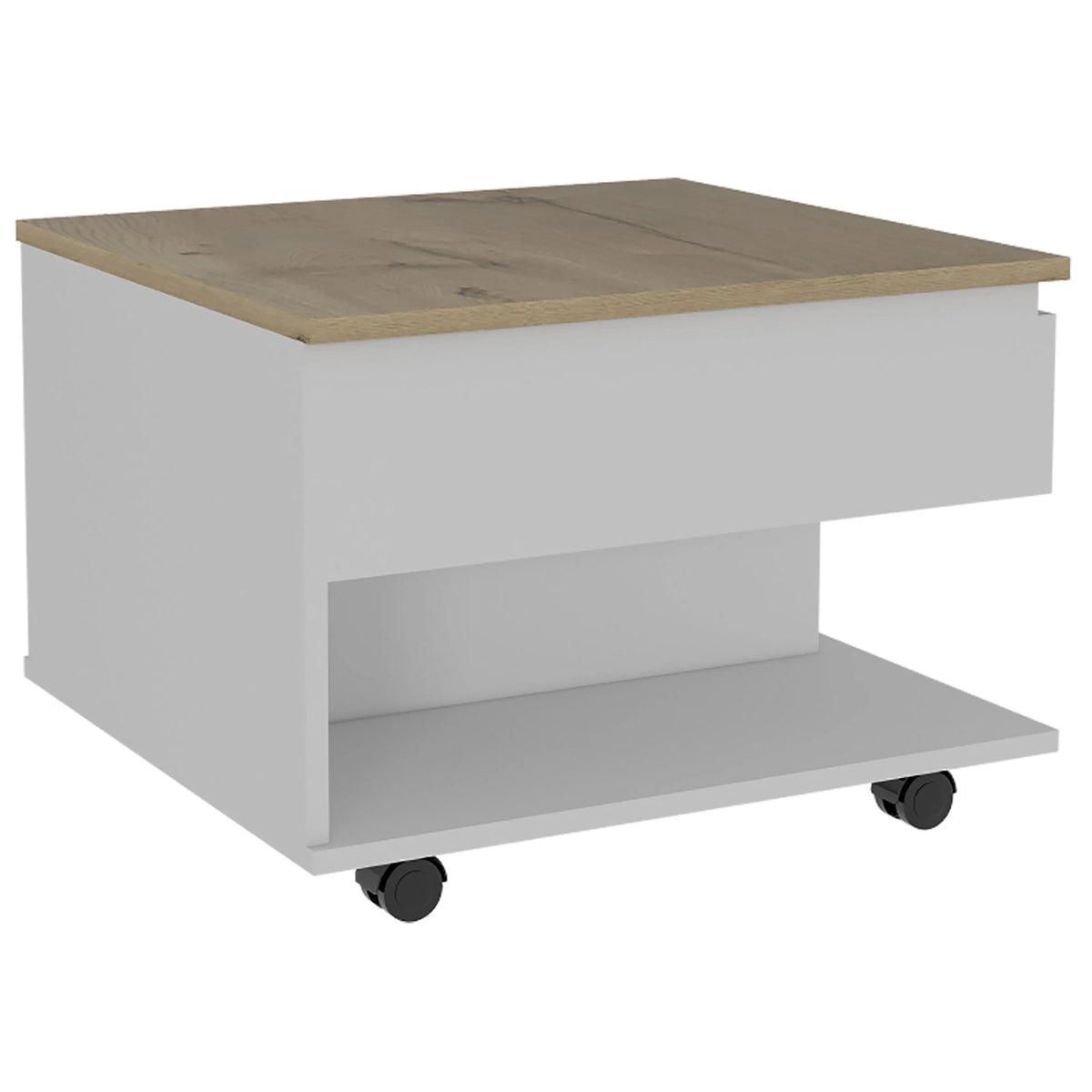 White Light Oak Lift Top Coffee Table with Casters and One Shelf J3995
