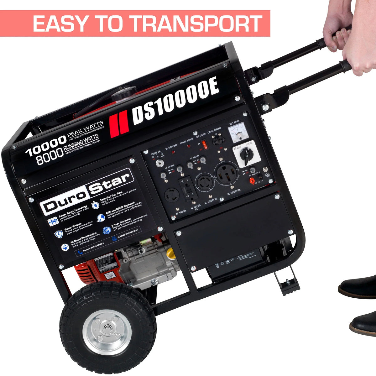 10000-Watt Gas Generator with Electric Start and Wheel Kit C2177