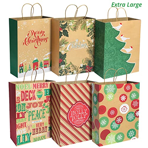 24 Kraft Christmas Gift Paper Bags Bulk with 60 Count Tags G21190