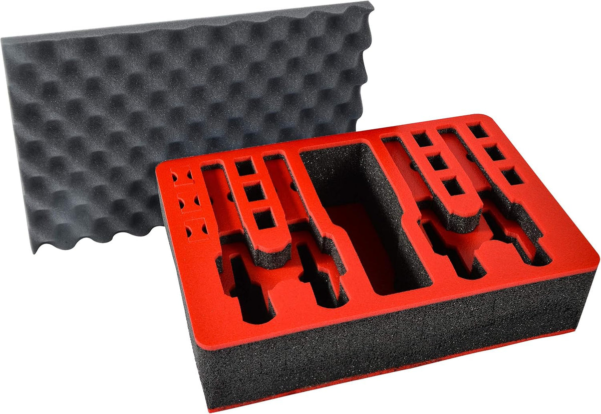 Pistol & Magazine Storage Foam Insert for Pelican P-1500 Case, 2 Piece Set Pre-Cut Polyethylene Foam Base Insert and Lid Liner K830