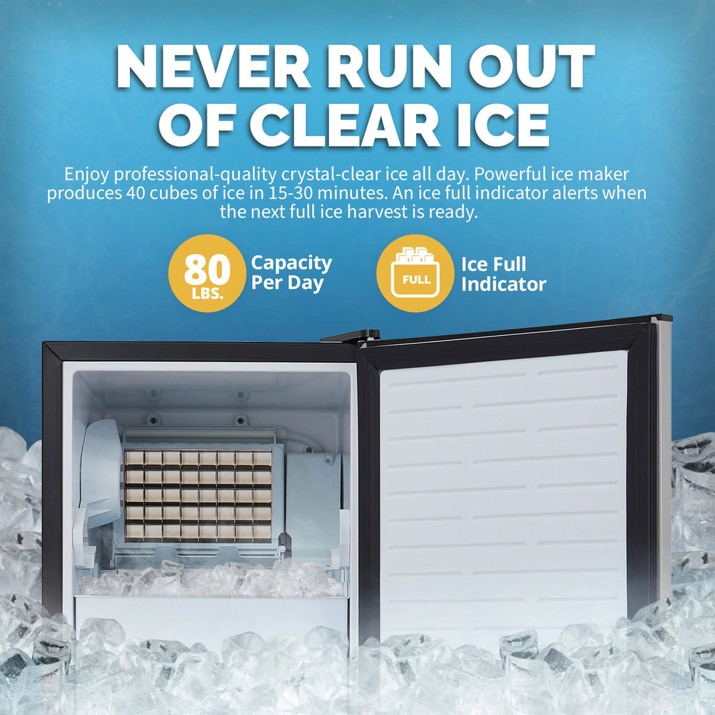 15" Undercounter 80 lbs Clear Ice Maker Machine F54796
