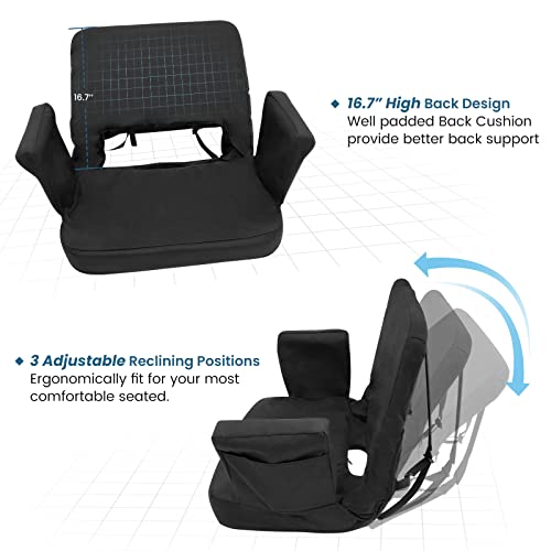 Black Extra Wide Stadium Seat with Back Support J732