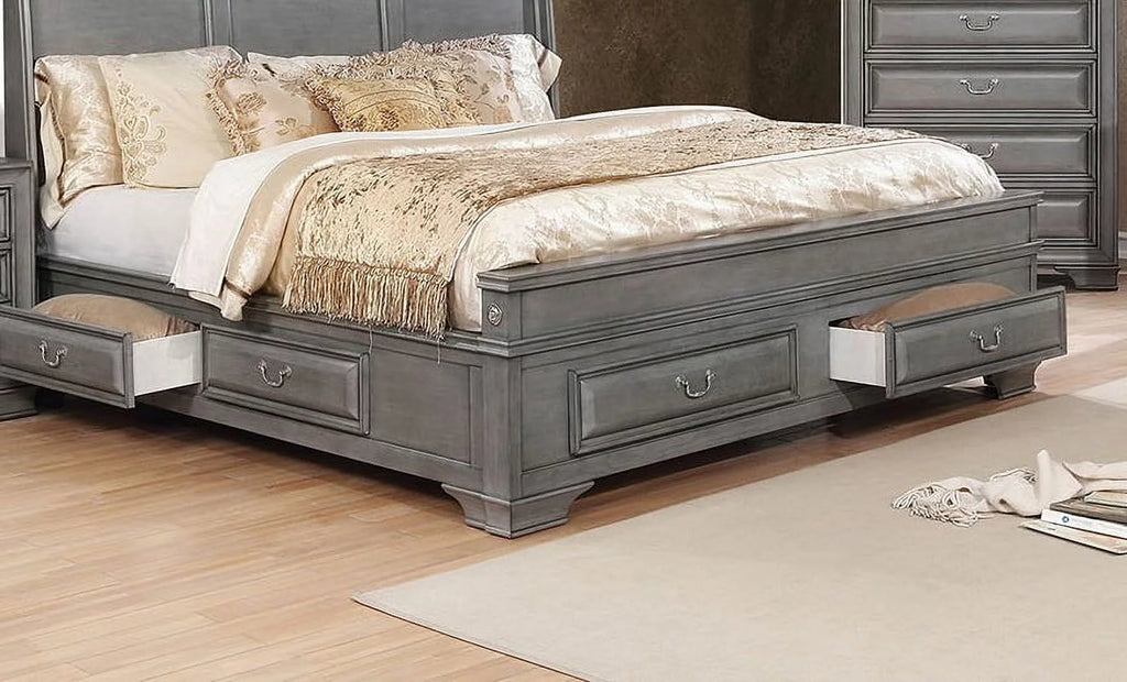 California King Size Solid Wood Storage Bed F7787