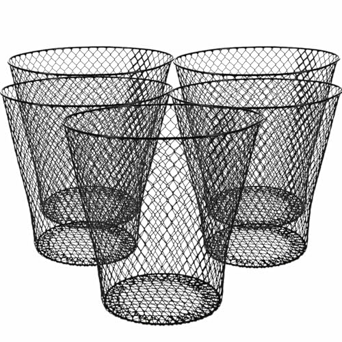 Wire Mesh Round Waste Basket 9 inch Black C342990