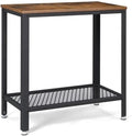 Industrial Rustic Brown Side Table with Mesh Shelf P6521