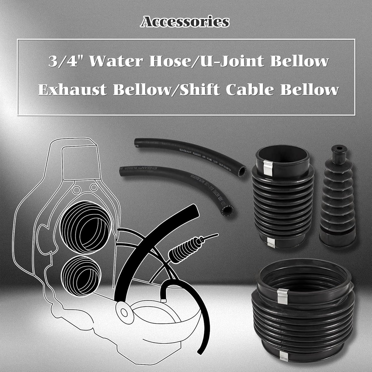 Transom Bellows Repair Reseal Kit with Lower Shift Cable C186605