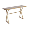 Bright Aged Gold and Brown Stained Solid Pine Console Table A5756