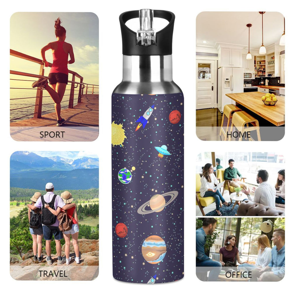 20 OZ Stainless Steel Water Bottle with Straw Lid T12256