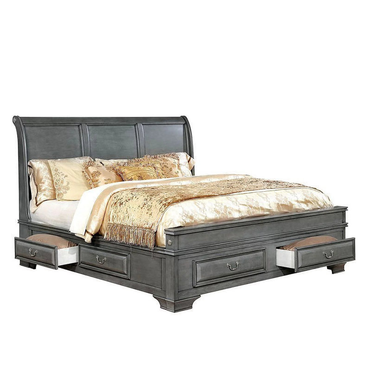 California King Size Solid Wood Storage Bed F7787