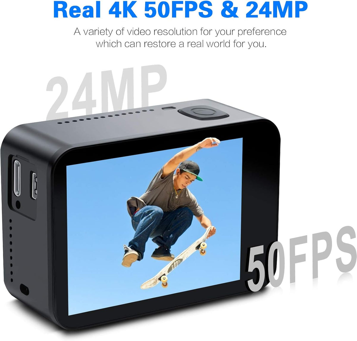 4K Action Camera 50fps 24MP Touch Screen 40M Waterproof WiFi Sport Camera with Remote Control and 32GB Micro SD Card J777974