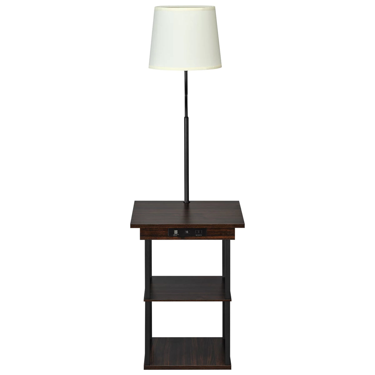 Square End Table with Charging Ports Walnut M9660