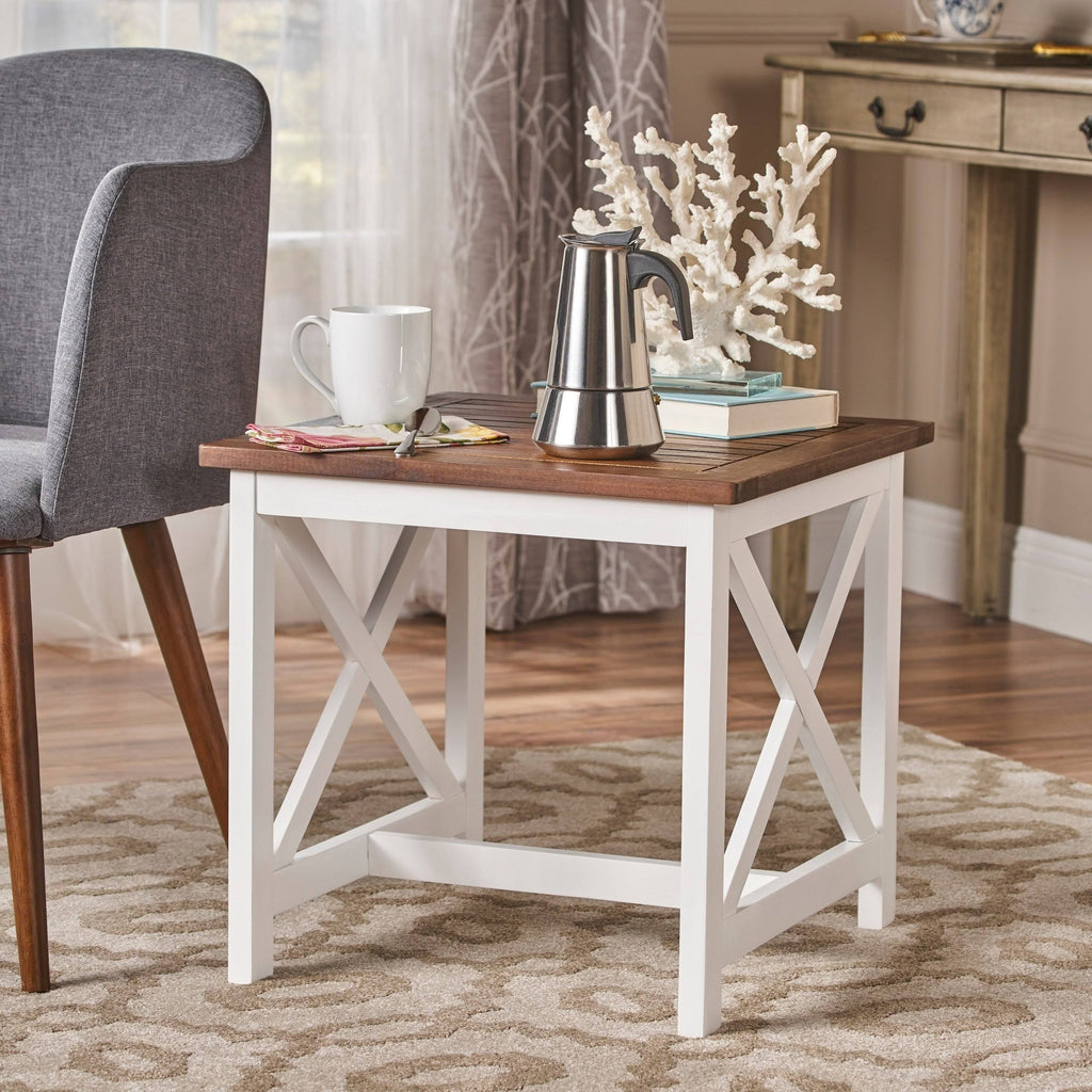 Dark Brown Acacia Wood End Table V599871