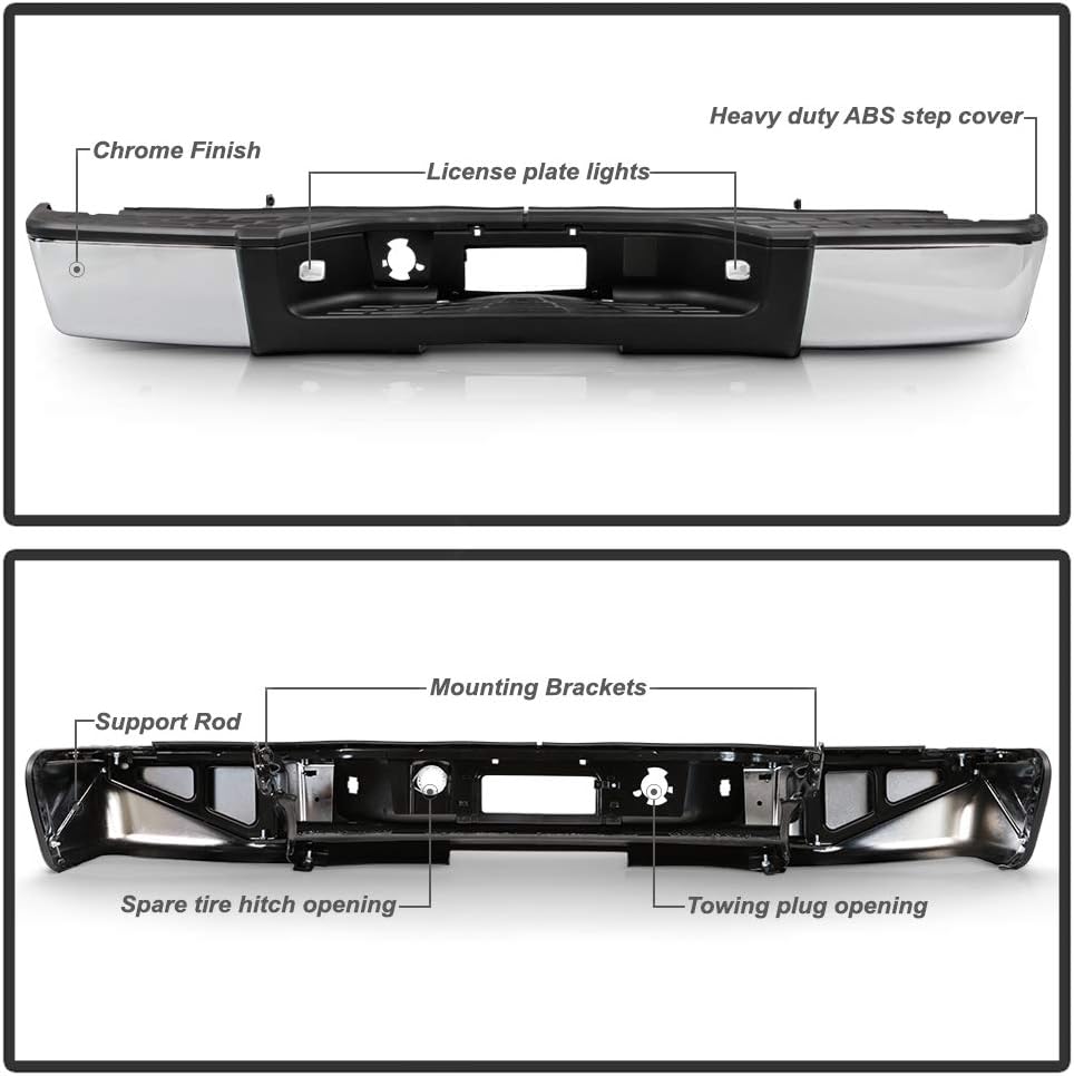 Chrome Steel Complete Rear Step Bumper Assembly Y101