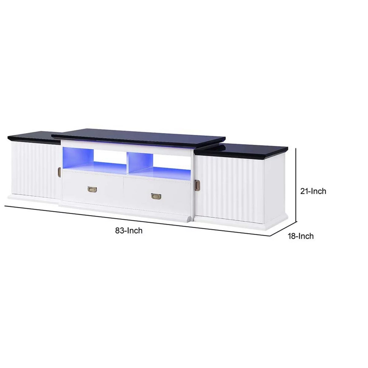 83 Inch White Wood TV Media Stand with 2 Shelves T8010