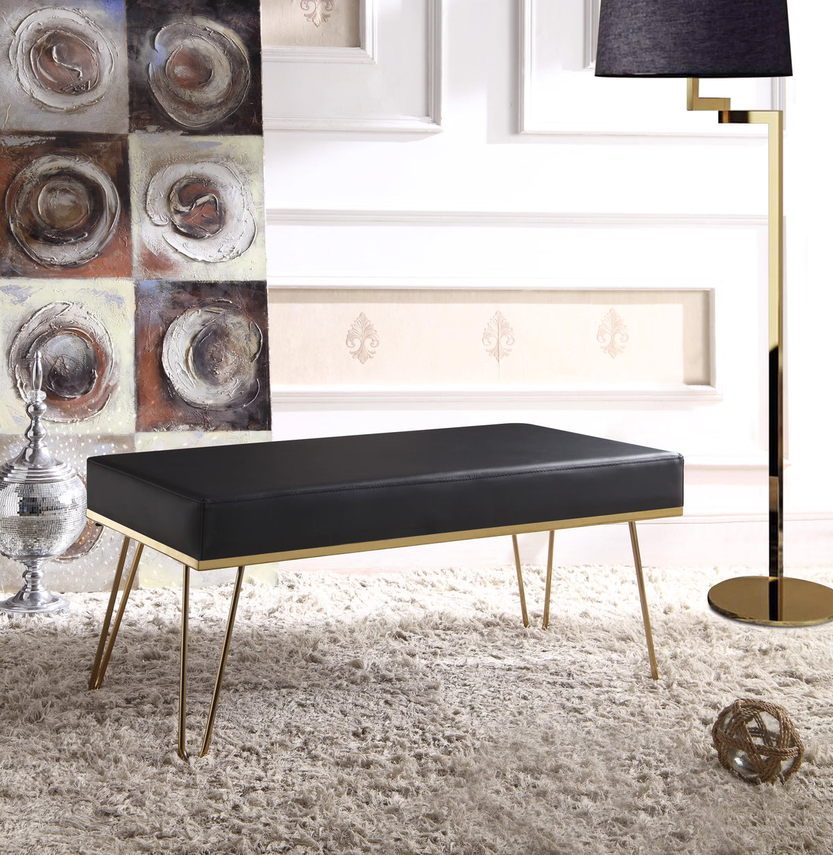 Black PU Leather Upholstered Bench L334241