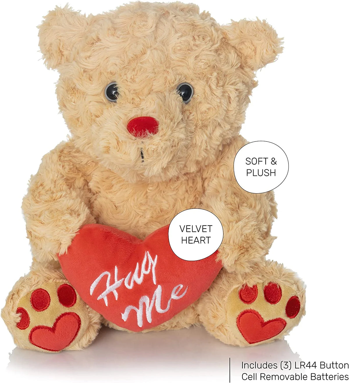Brown Plush Teddy Bear with Red Hug Me Love Heart Stuffed Animal M114948