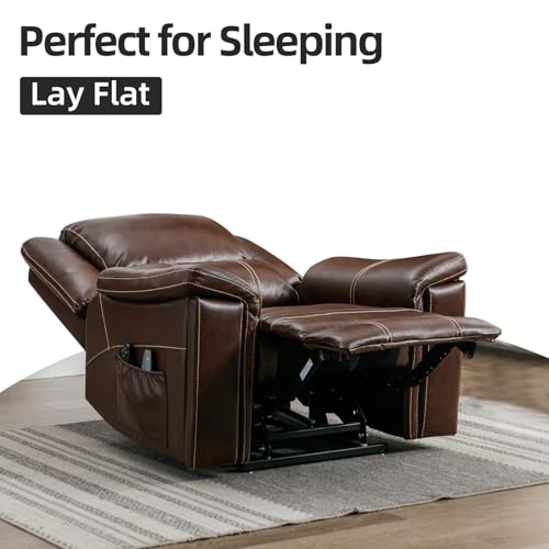 Dark Brown Genuine Leather Power Lift Recliner Chair S315