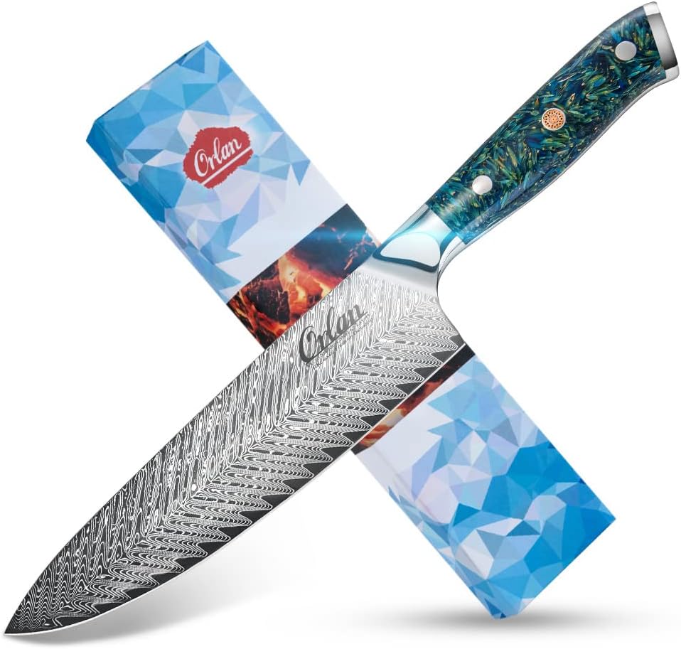 8 inch Chef Knife with VG10 Damascus Steel Blade and G10 Handle G618026