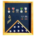 Oak Medal and Flag Display Case Y84307