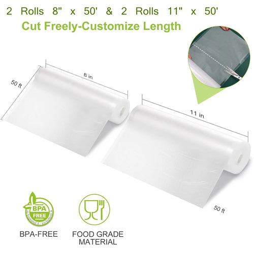 11" x 50' & 8" x 50' BPA Free Vacuum Sealer Bags X725691