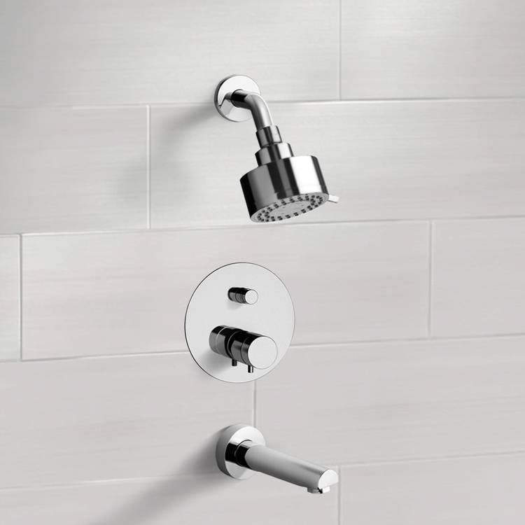 Chrome Thermostatic Tub and Shower Faucet Set with Multi Function Shower Head N9992