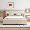 Beige Queen Linen Fabric Upholstered Storage Bed Frame with 4 Drawers C38533