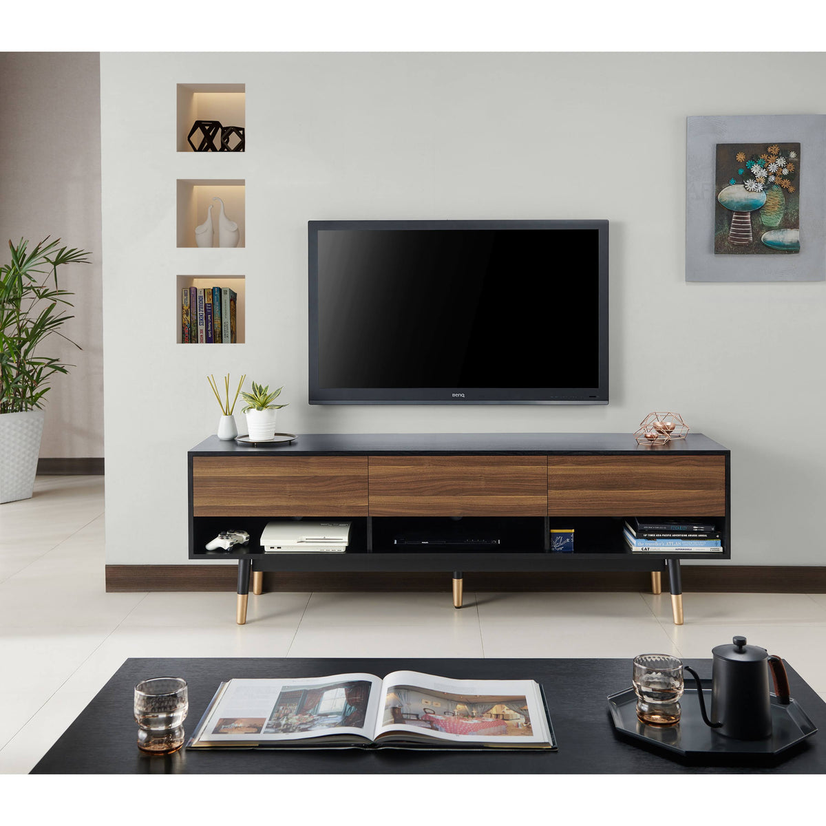 Black 70 inch TV Cabinet E58648